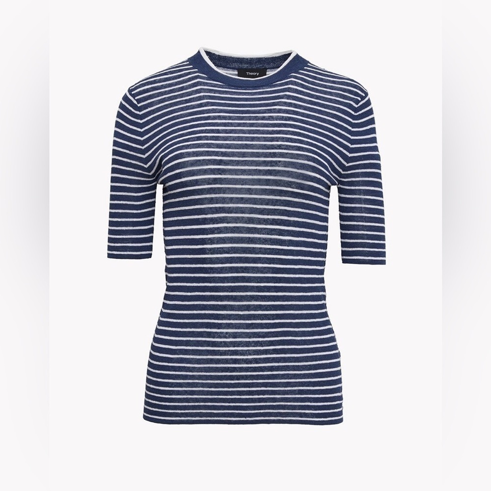 Theory Linen Stripe Tee